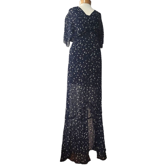 NWT RAG & BONE Tamar Twist-Front Navy Floral-Print Georgette Maxi Dress Size 2 - Picture 4 of 17